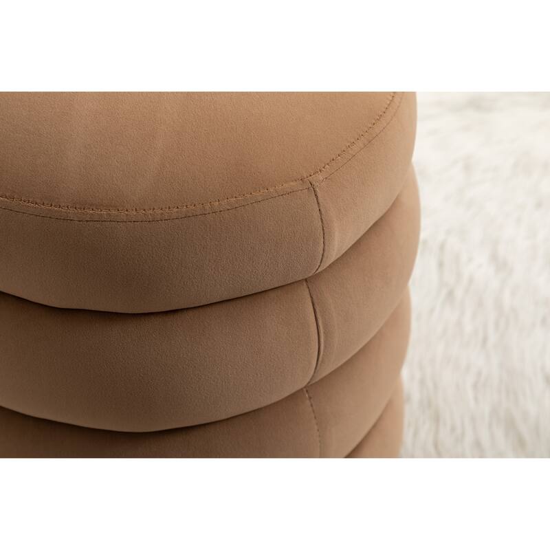 Velvet Round Footrest Ottoman