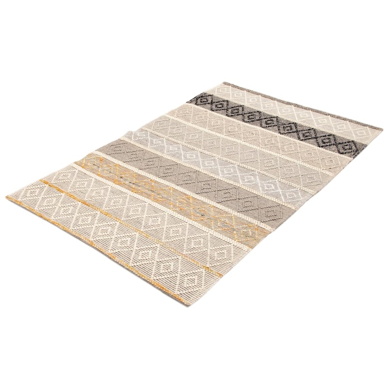 ECARPETGALLERY Braid weave Sienna Cream Wool Rug - 5'0 x 7'11