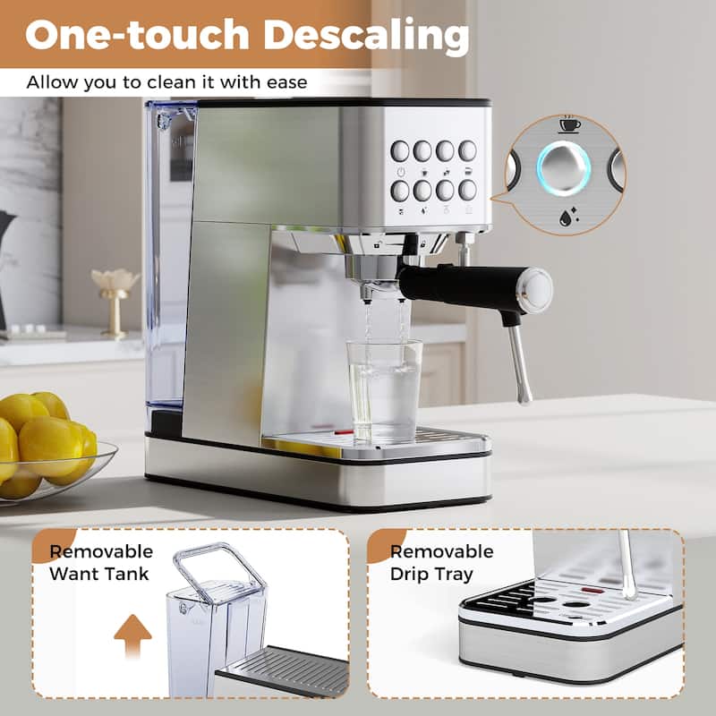 Gymax Espresso Machine 20 Bar w/Milk Frother 57OZ Removable Water Tank