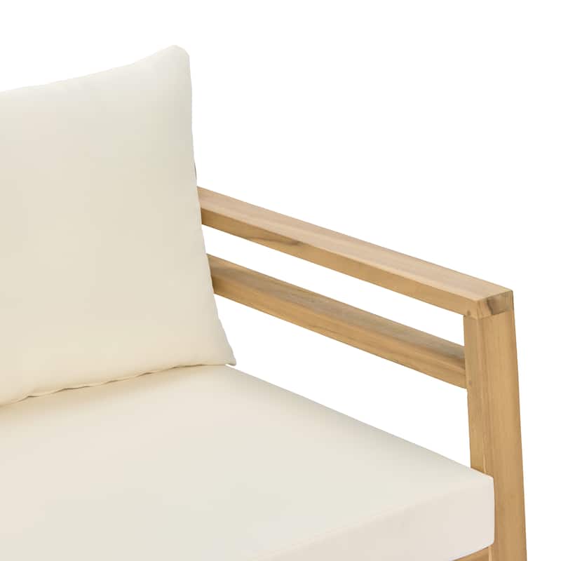 Christopher Knight Home - Classic 76" W Outdoor Solid Wood 3-Seater Sofa with Curved Backrest and Water-Resistant Cushions