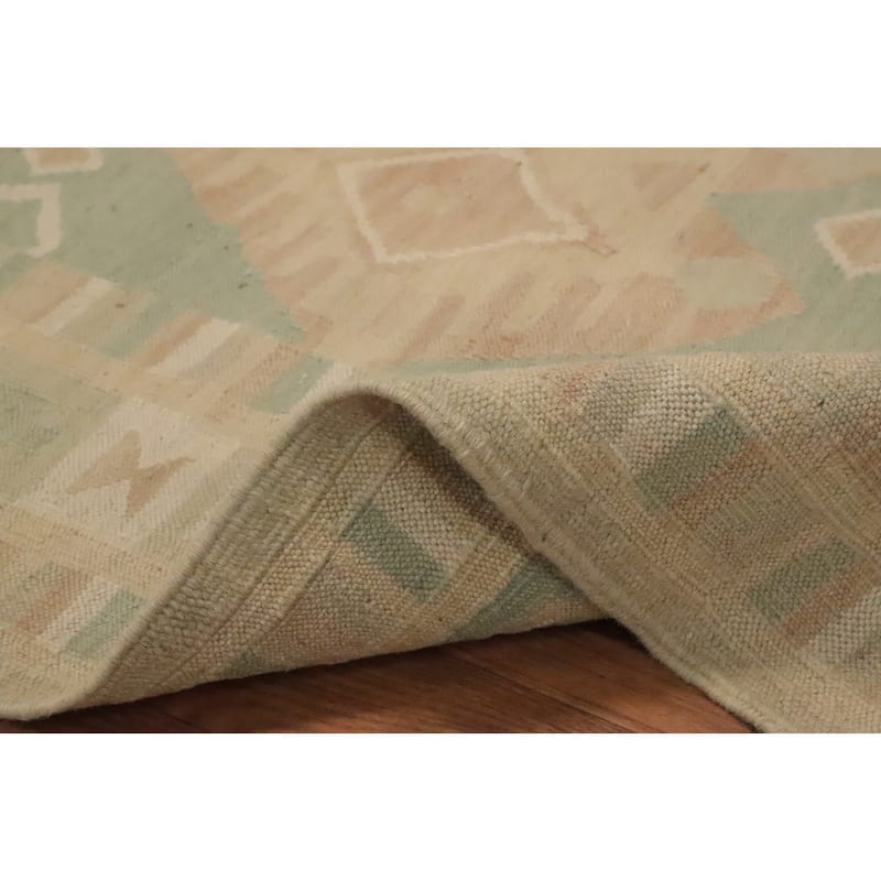 Hand Woven Oriental 100% Wool Carpet Southwestern Tribal Green Kilim Area Rug - 5' 10'' X 3' 10''