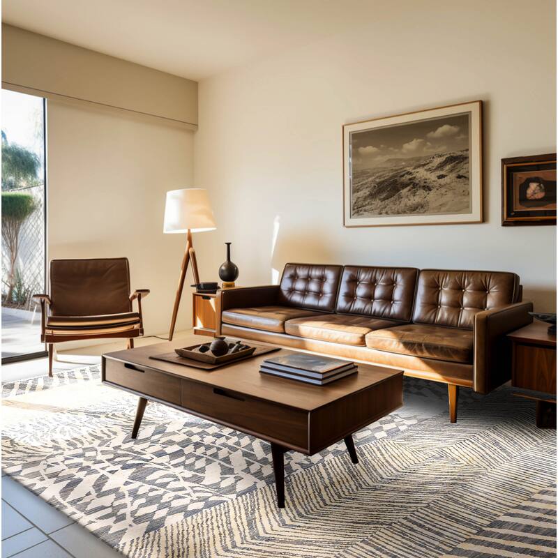 ECARPETGALLERY Hand-knotted Legacy Dark Grey, Light Gold Silk, Wool Rug - 9'10 x 14'0