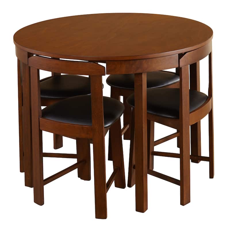 Simple Living Tobey 5-piece Compact Round Dining Set - Walnut