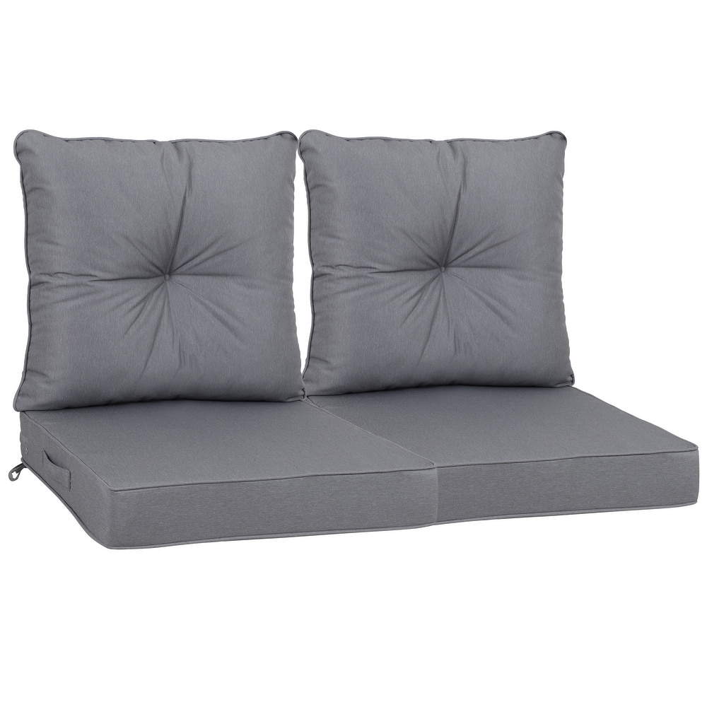 Outdoor Deep Seat Cushions,Waterproof Replacement Patio Chair Cushions Set Of 2, 24 X 24 X 4 Inch,Sewn Circle Tack Red