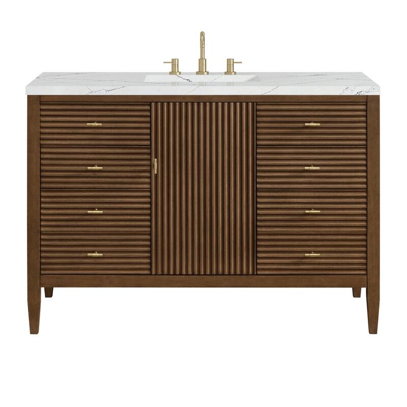 James Martin Vanities 485-V48-3ENC Myrrin 48" Single Basin Wood Vanity - Mid-Century Walnut - Walnut Finish