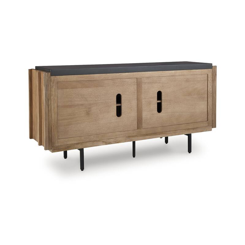 Signature Design by Ashley Quintavious Light Brown/Gray Accent Cabinet - 66" W x 18" D x 33.63" H