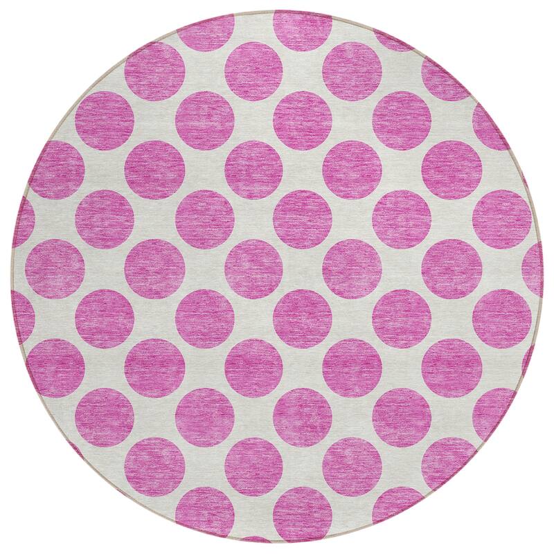 Machine Washable Indoor/ Outdoor Polka Dots Chantille Rug