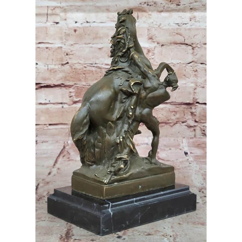Mythological Woman With Rearing Imitative Horse Bronze Sculpture - Clical Equestrian Art