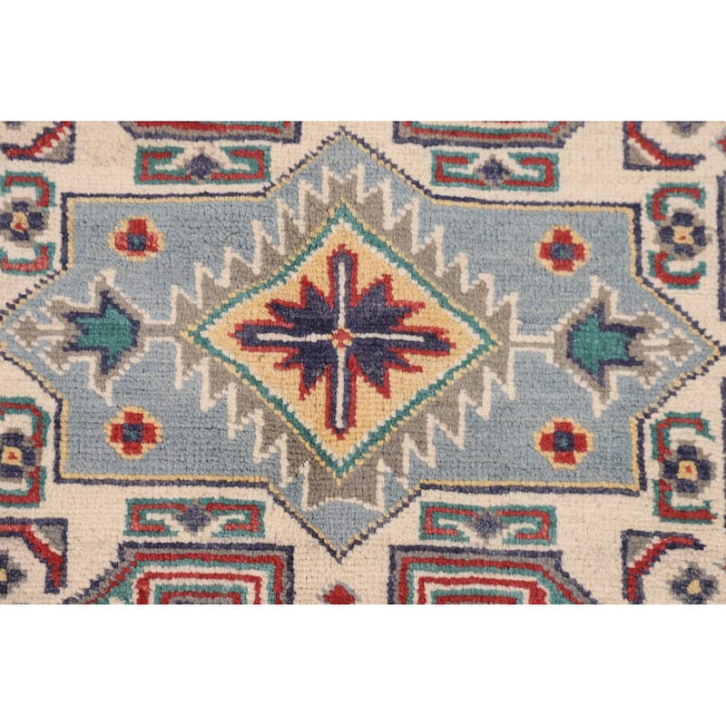 Kazak Oriental Area Rug Hand-Knotted Red Wool Carpet - 4'1" x 5'11"