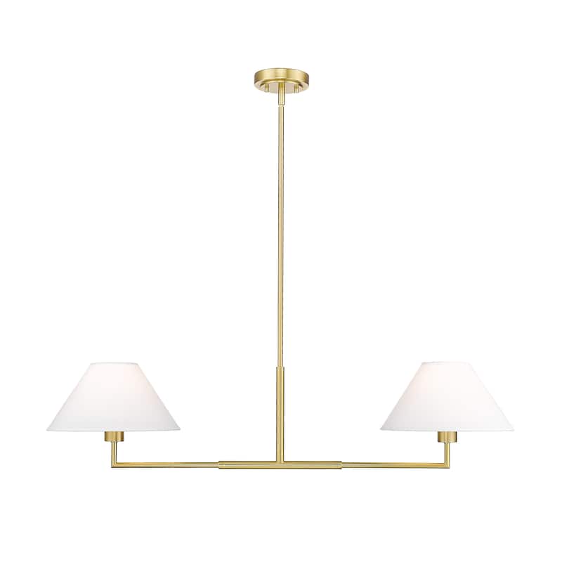 Leila by Z-Lite 2 Light Chandelier in Luxe Gold with White Linen Fabric Shade - Luxe Gold