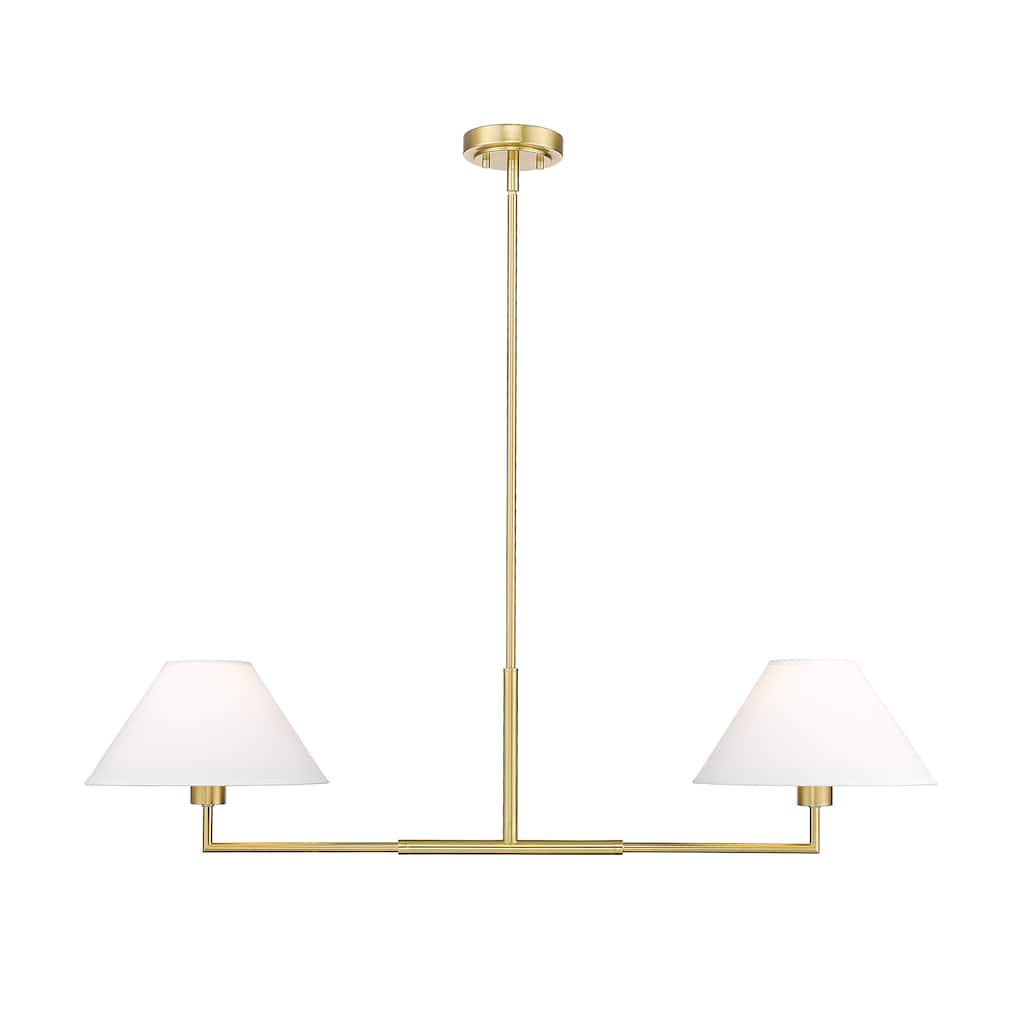 Leila by Z-Lite 2 Light Chandelier in Luxe Gold with White Linen Fabric Shade - Luxe Gold