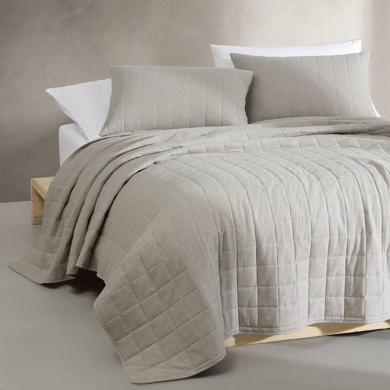 Calvin Klein Melange Cotton Flannel Solid Reversible Quilt