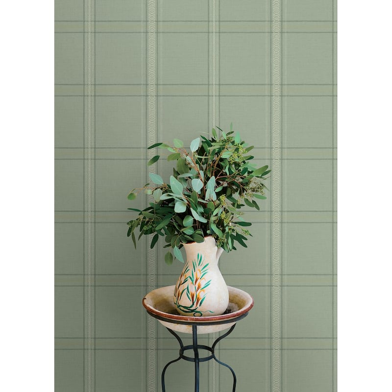 Chesapeake Auberge Sage Plaid Wallpaper