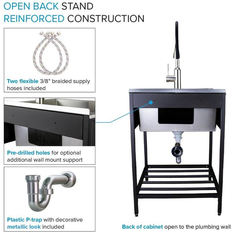 Transolid TRS_TFH-2522 25" Free Standing Single Basin Stainless Steel