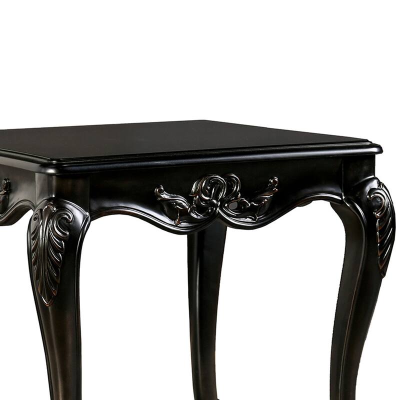 Wooden End Table with Cabriole Legs in Espresso
