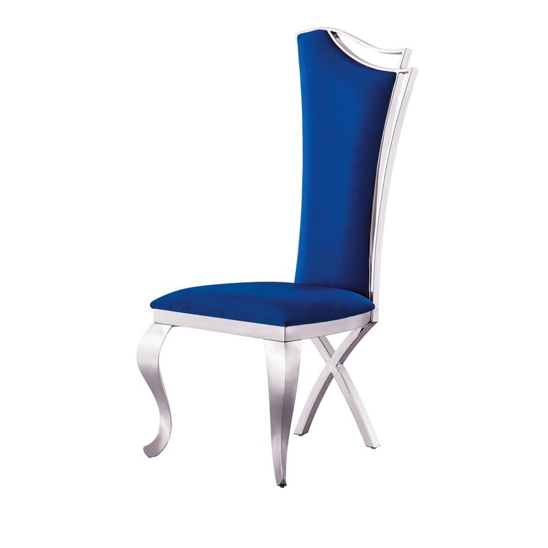 Velvet Unique Design Backrest Dining Chair with Stainless Steel Legs Set of 2