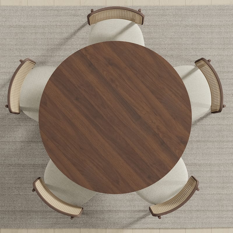Solid Wood Farmhouse Dining Table Round Wood Top for Modern Dining Rooms & Family Gatherings