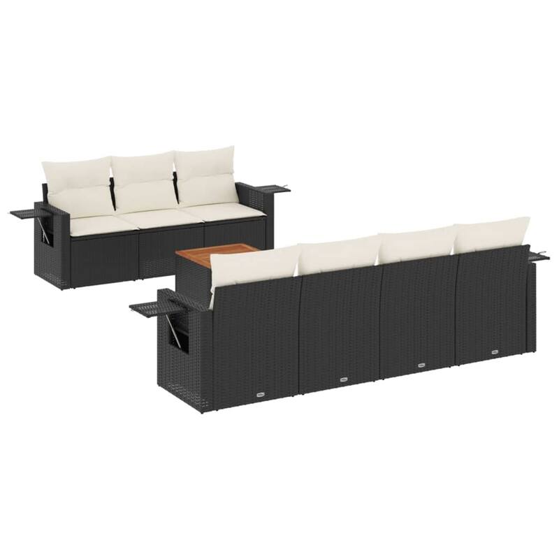 vidaXL Garden Sofa Set 8 Piece with Cushions Outdoor Sofa Set Poly Rattan - 21.7 x 21.7 x 14.6 in (W x L x H)