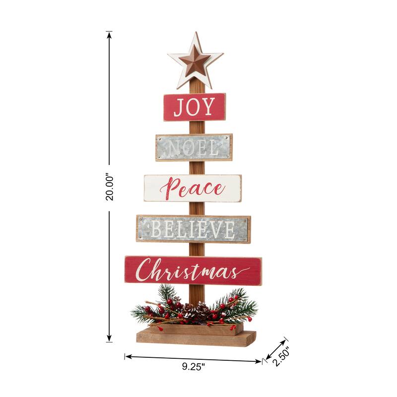 Glitzhome Wooden JOY Nativity Xmas Table Tree Centerpiece Home Decor