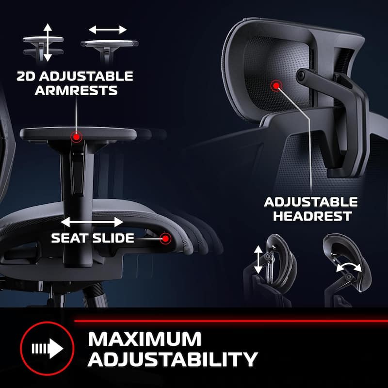 RESPAWN FLEXX Mesh Gaming Chair With Lumbar Support, Adjustable Headrest