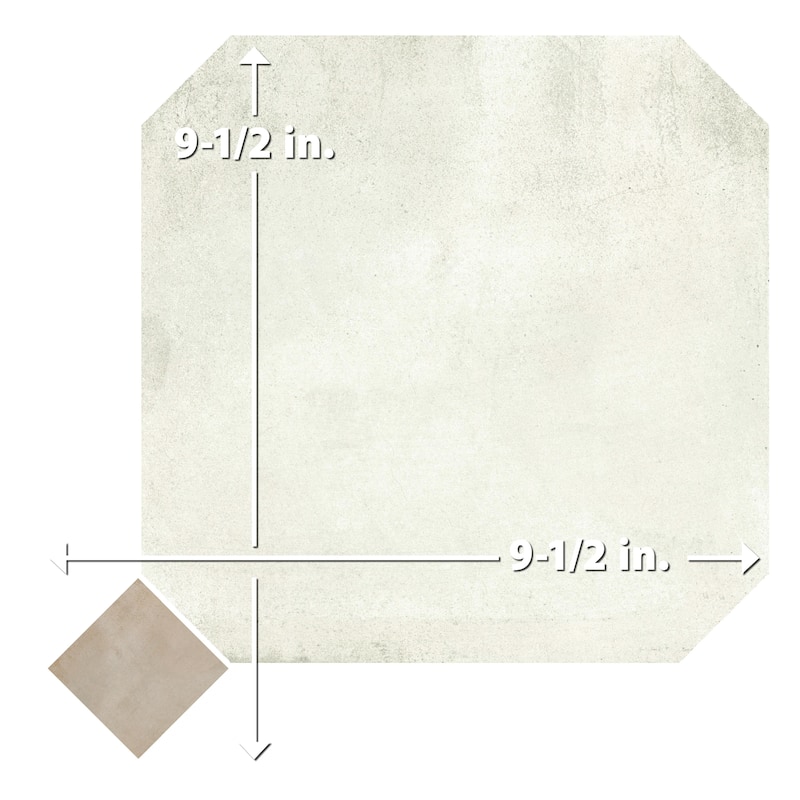 Merola Tile Laverton Octagon Nieve with Taco Arena 7-7/8" x 7-7/8" Porcelain Floor and Wall Tile