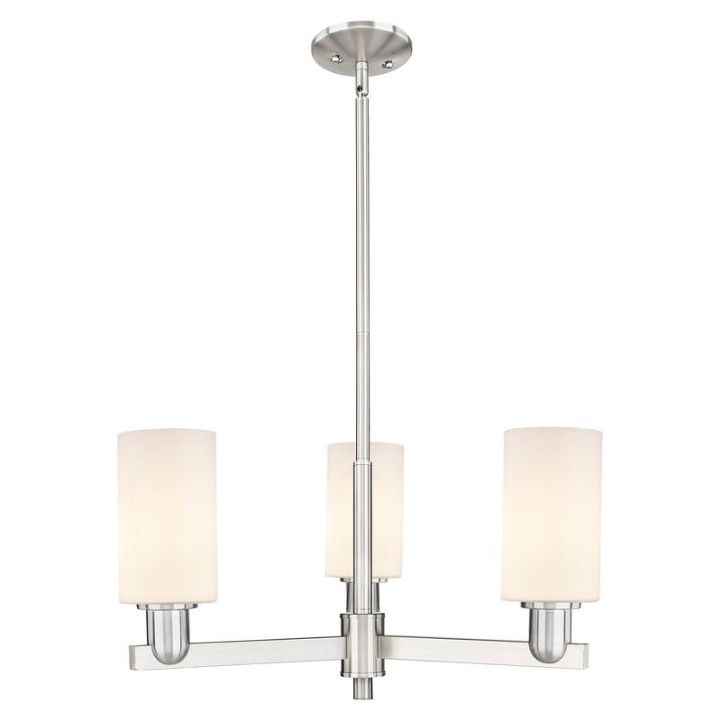 Innovations Lighting Endless Possibilities Arcadia - Clymer - 3 Light 26" Stem Hung Chandelier - Satin Nickel/Matte White