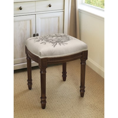 Bird's Nest Vanity Stool with Wood Stain Finish