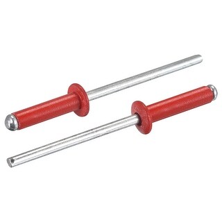 Blind Rivets, 3.2mm x 13mm Aluminum Open End Flat Round Head Rivet, Red ...
