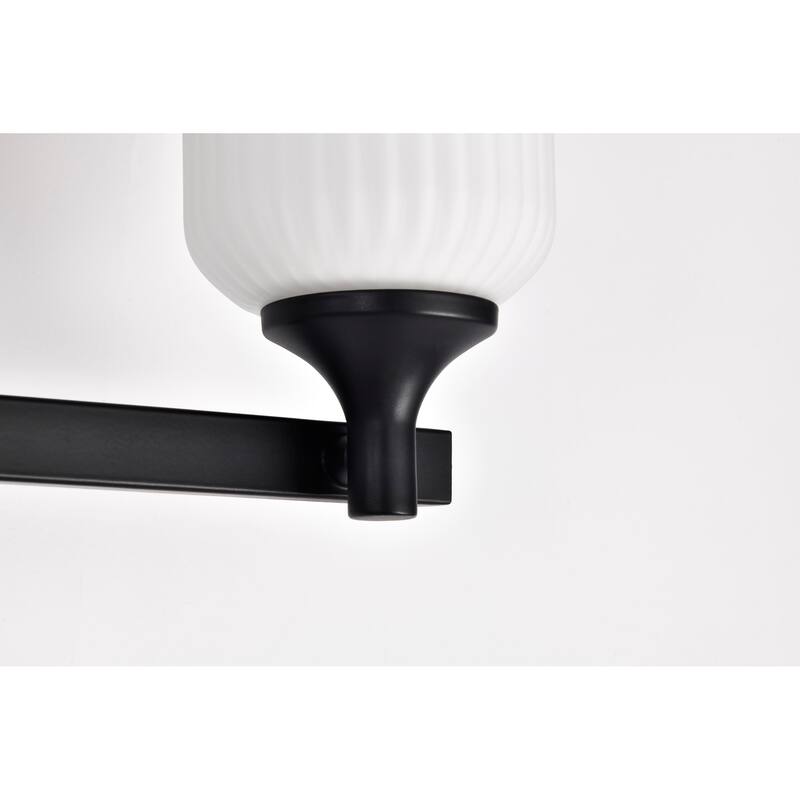 Solara 3 Light Vanity Matte Black Finish Frosted Ribbed Glass - Matte Black
