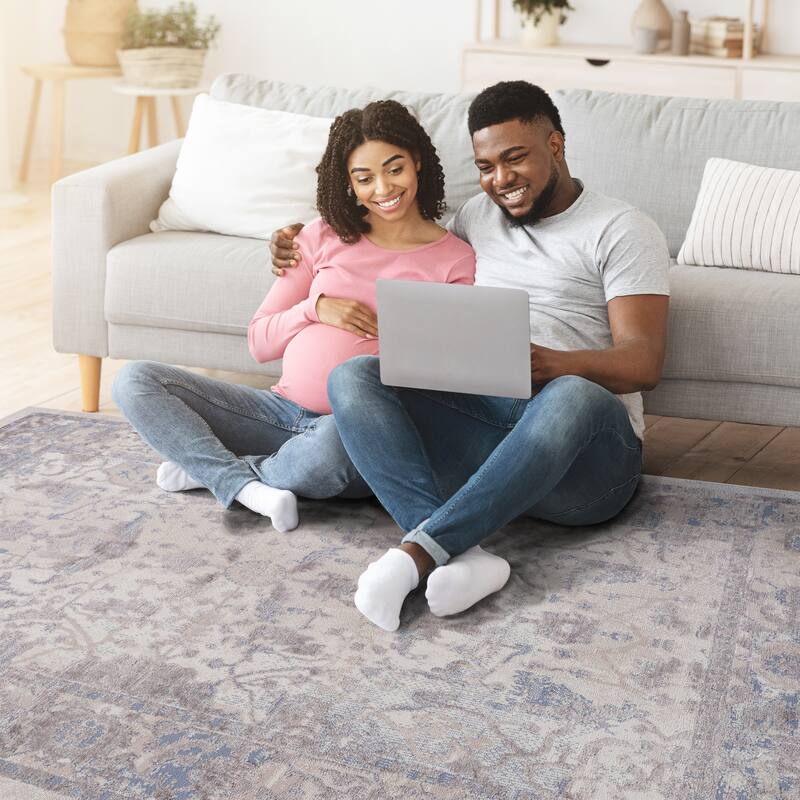 8X10 Geometric Non-Shedding Living Room Bedroom Dining Home Office Stylish and Stain Resistant Area Rug - 6' x 7'