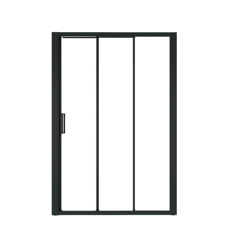 3-Panel Sliding Framed Shower Door in Matte Black Finish