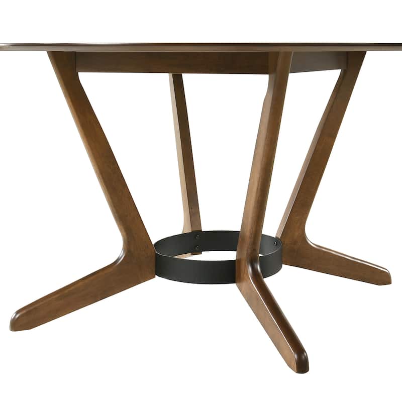 Santana Mid-Century Modern Round Wood Dining Table