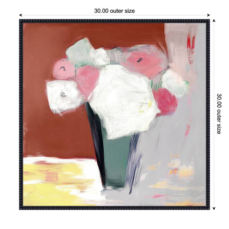 Red Radiance No. 1 by Mona Grace (30 x 30 in.), Framed Canvas Wall Art Print