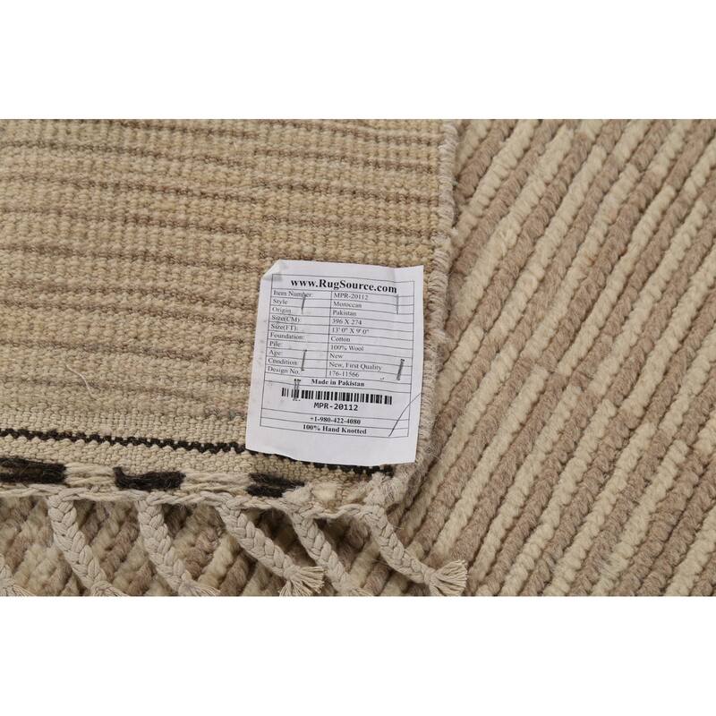 Beige Modern / Moroccan Area Rug Handmade Wool Carpet - 9'0"x 13'0"