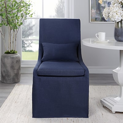 Plush Cushion Seat Armless Chair - 39.5" - Denim Blue