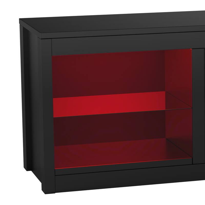 66" Modern Black Electric Fireplace TV Stands Console for 75-inch TV with Remote - 66 in console width