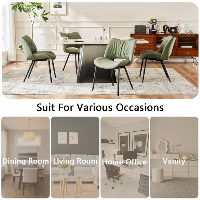 Modern PU Leather Dining Chairs Set of 2, Upholstered Kitchen Chairs