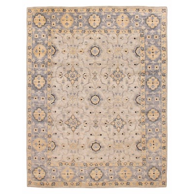 ECARPETGALLERY Hand-knotted Modern Oushak Light Grey Wool Rug - 7' 10" x 10'