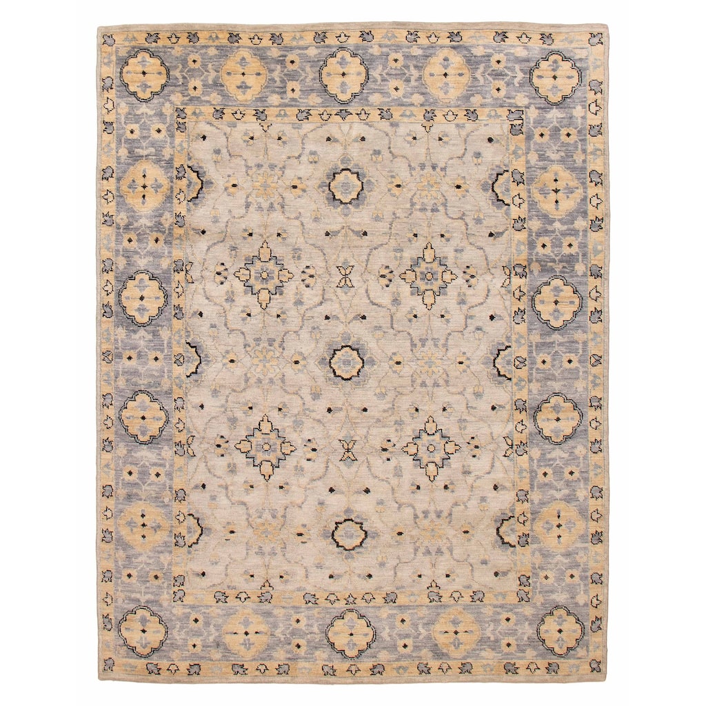 ECARPETGALLERY Hand-knotted Modern Oushak Light Grey Wool Rug - 7' 10" x 10'