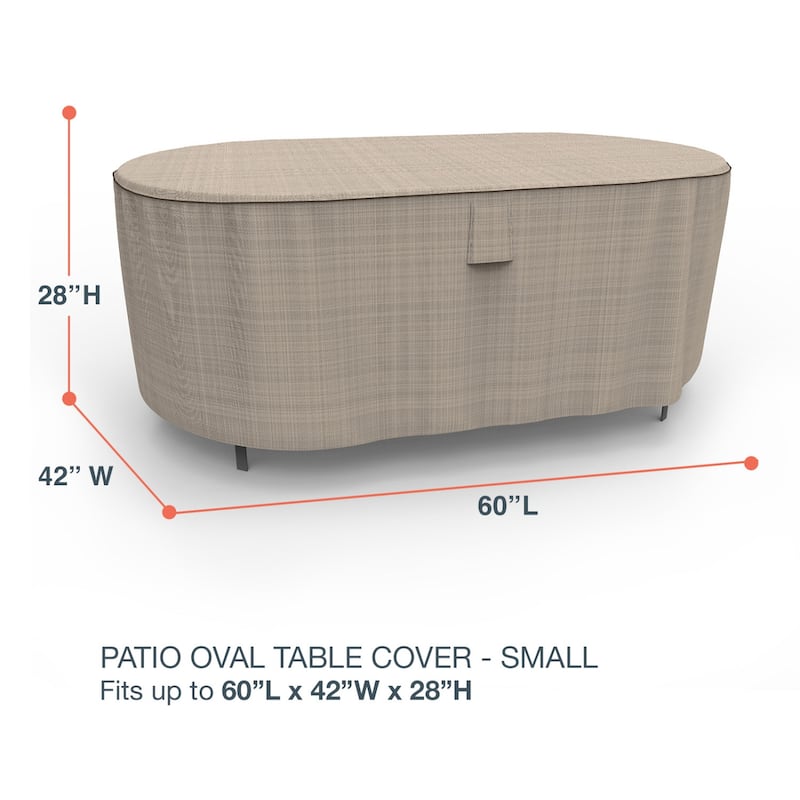 Budge StormBlock™ Mojave Black Ivory Oval Patio Table Cover Multiple Sizes - Small - 28"H x 60"L x 42"W
