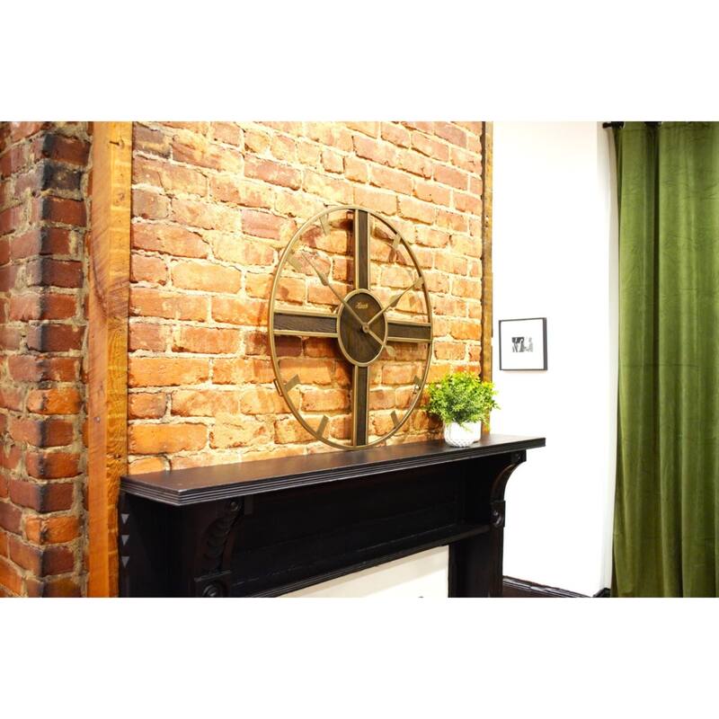 Open Framed Metal Wall Clock - 30" - Brown and Gold