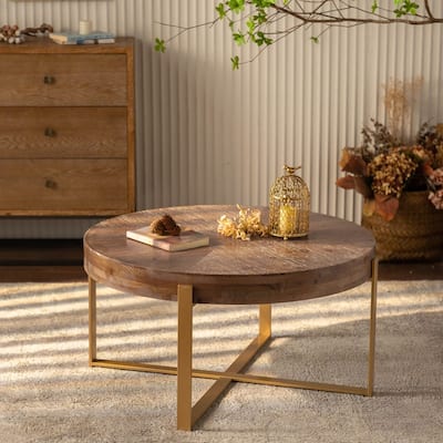 33.86"Modern Retro Splicing Round Coffee Table