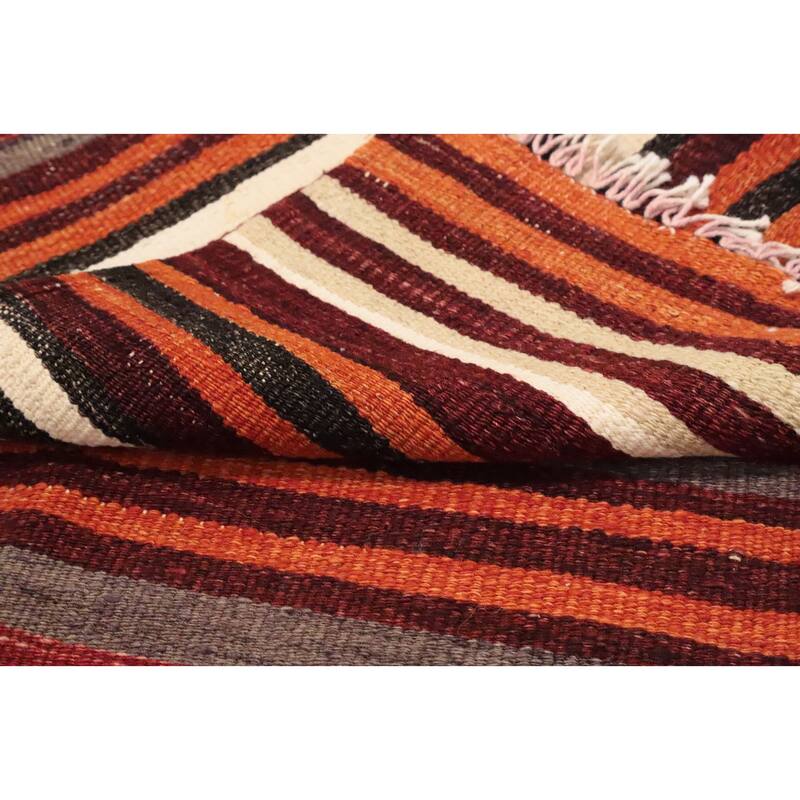 Hand Woven Oriental 100% Wool Carpet Southwestern Geometric Multi-Colored Kilim Area Rug - 9' 0'' X 4' 8''