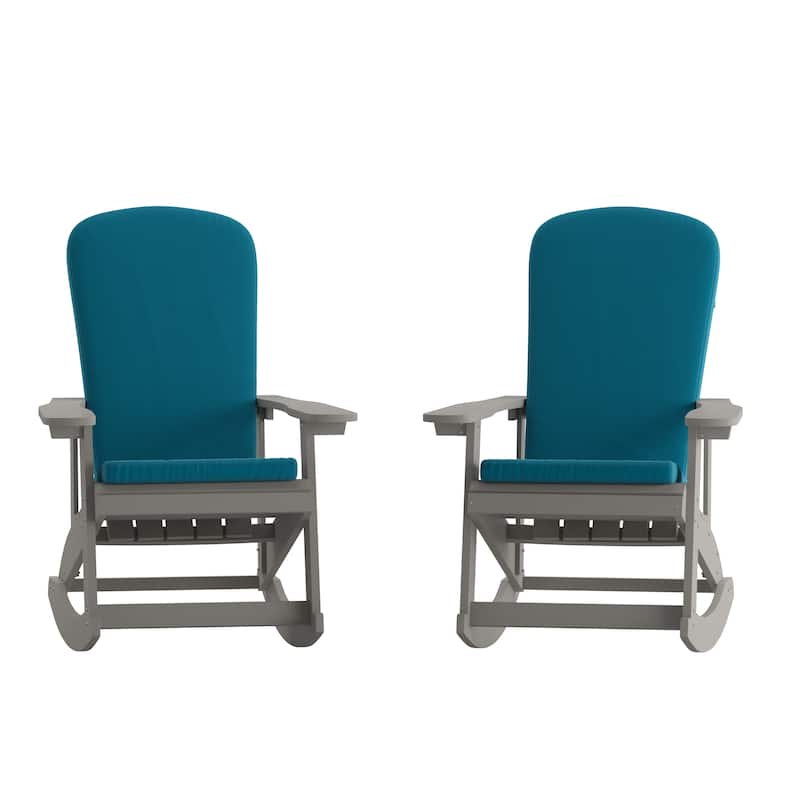 Indoor/Outdoor Rocking Adirondack Chairs with Cushions - Set of 2 - 29.5"W x 37.75"D x 39.5"H