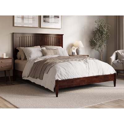 Low Profile Platform Bed - Solid Wood Bed Frame with USB Ports - Modern Bedroom Furniture