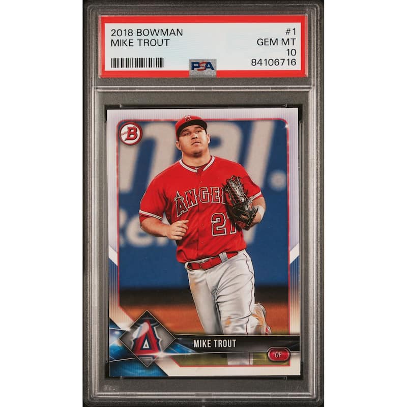 Mike Trout 2018 Bowman Baseball Card #1 Graded PSA 10 - 8'6" x 11'6"