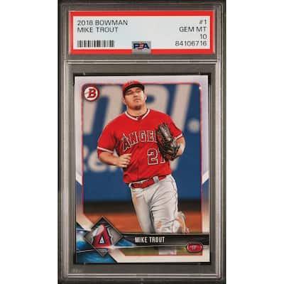 Mike Trout 2018 Bowman Baseball Card #1 Graded PSA 10 - 8'6" x 11'6"