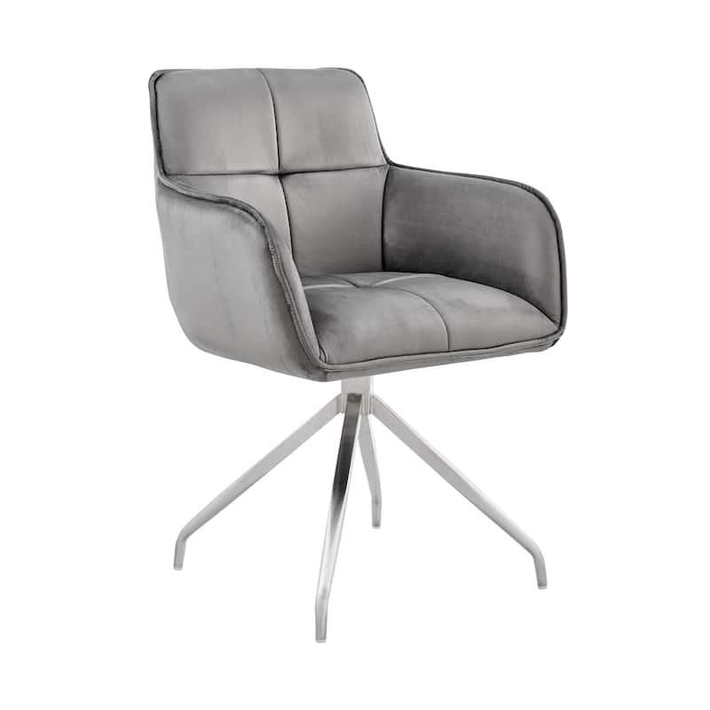 Noah Upholstered Dining Arm Chair with Metal Star Base