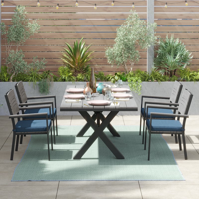 Corvus Orville 7-piece Aluminum Outdoor Dining Set with WPC Table Top