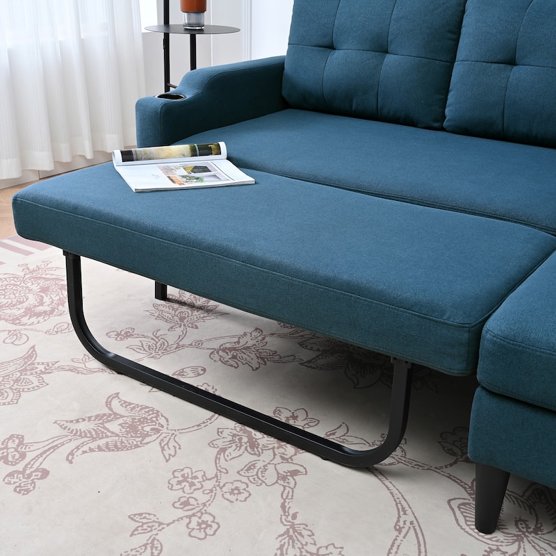 74.8" Fabric Sofa with Storage and Solid Wood Frame, 660lb Capacity